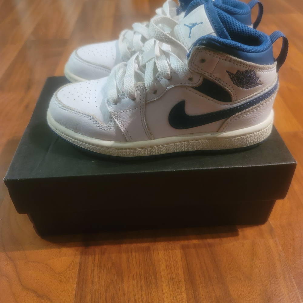 Kids White and Blue Sneakers